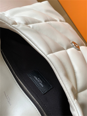 Y.S.L PUFFER SMALL In Nappa Lambskin Silver Tone Metal White Color