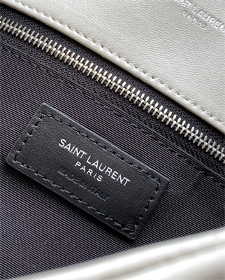 Y.S.L PUFFER SMALL In Nappa Lambskin Silver Tone Metal White Color