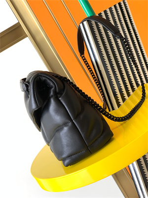 Y.S.L PUFFER SMALL In Nappa Lambskin Black Tone Metal Black Color