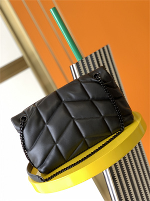 Y.S.L PUFFER SMALL In Nappa Lambskin Black Tone Metal Black Color