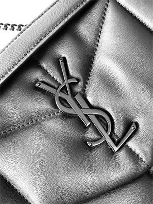 Y.S.L PUFFER SMALL In Nappa Lambskin Black Tone Metal Black Color