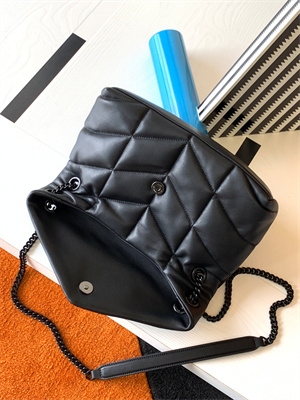 Y.S.L PUFFER SMALL In Nappa Lambskin Black Tone Metal Black Color