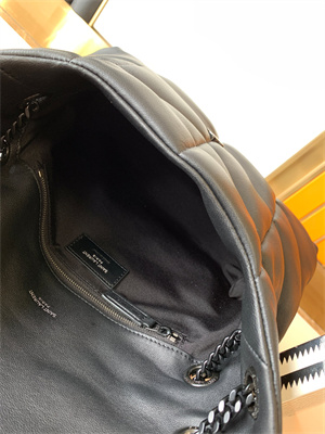 Y.S.L PUFFER SMALL In Nappa Lambskin Black Tone Metal Black Color