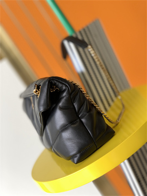 Y.S.L PUFFER SMALL In Nappa Lambskin Gold Tone Metal Black Color