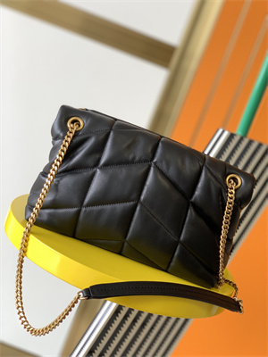 Y.S.L PUFFER SMALL In Nappa Lambskin Gold Tone Metal Black Color