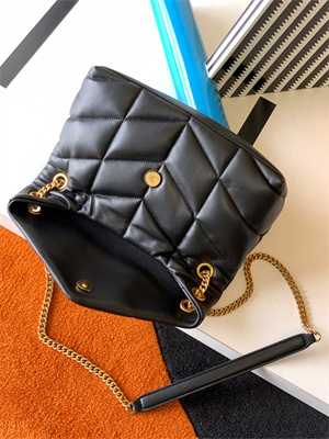 Y.S.L PUFFER SMALL In Nappa Lambskin Gold Tone Metal Black Color