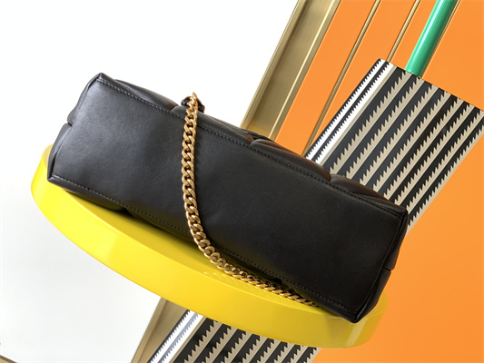 Y.S.L PUFFER SMALL In Nappa Lambskin Gold Tone Metal Black Color