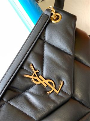 Y.S.L PUFFER SMALL In Nappa Lambskin Gold Tone Metal Black Color