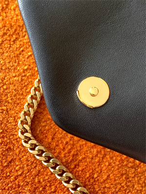 Y.S.L PUFFER SMALL In Nappa Lambskin Gold Tone Metal Black Color