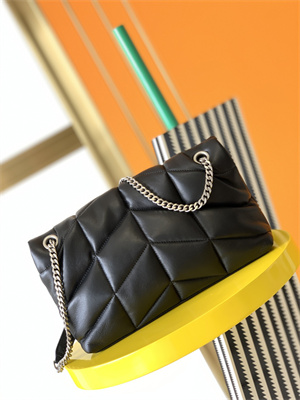 Y.S.L PUFFER SMALL  In Nappa Lambskin Silver Tone Metal Black Color