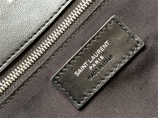 Y.S.L PUFFER SMALL  In Nappa Lambskin Silver Tone Metal Black Color