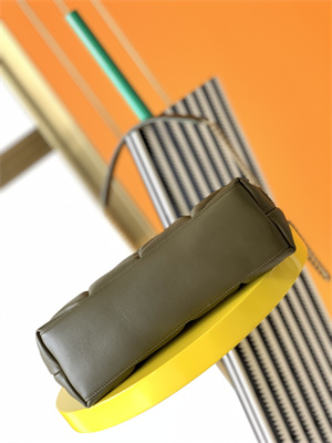 Y.S.L PUFFER SMALL In Nappa Lambskin Gold Tone Metal Dk Green Color