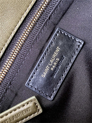 Y.S.L PUFFER SMALL In Nappa Lambskin Gold Tone Metal Dk Green Color