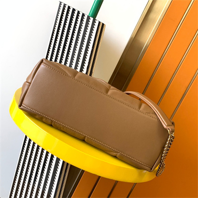 Y.S.L PUFFER SMALL In Nappa Lambskin Gold Tone Metal Caramel Color