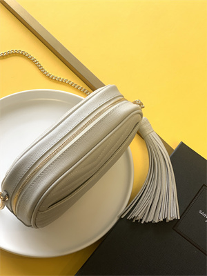 Y.S.L MINI LOU In White Quilted Grain De Poudre Embossed Leather Gold Tone Metal