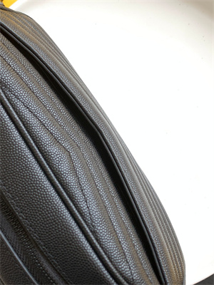 Y.S.L MINI LOU In Black Quilted Grain De Poudre Embossed Leather Black Tone Metal