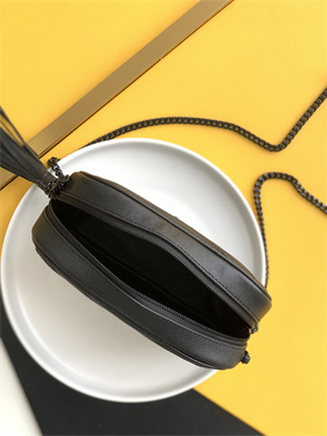 Y.S.L MINI LOU In Black Quilted Grain De Poudre Embossed Leather Black Tone Metal