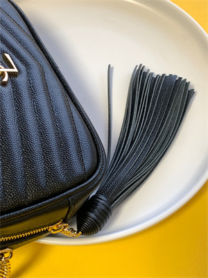 Y.S.L MINI LOU In Black Quilted Grain De Poudre Embossed Leather Gold Tone Metal