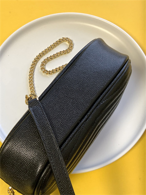 Y.S.L MINI LOU In Black Quilted Grain De Poudre Embossed Leather Gold Tone Metal