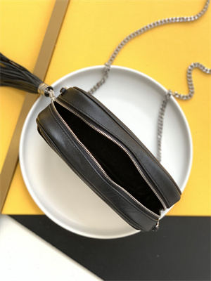 Y.S.L MINI LOU In Black Quilted Grain De Poudre Embossed Leather  Silver Tone Metal