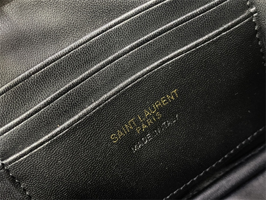 Y.S.L MINI LOU In Blue Quilted Grain De Poudre Embossed Leather Gold Tone Metal