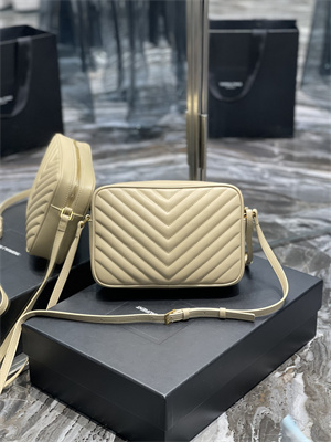 Y.S.L LOU CAMERA BAG In Beige Quilted Leather Gold Tone Metal