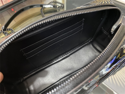 Y.S.L MINI LOU In Blue Quilted Patent Leather Black Tone Metal