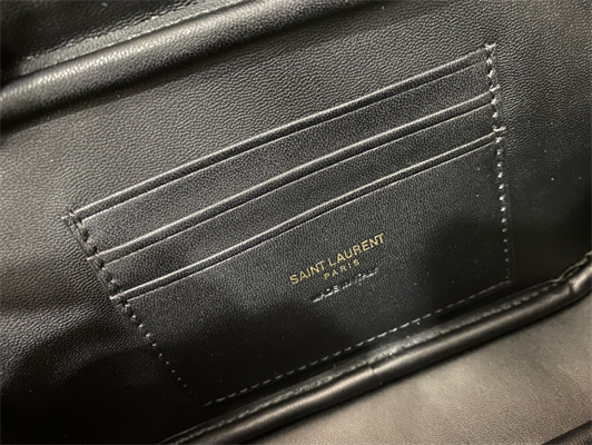 Y.S.L MINI LOU In Dk Green Quilted Grain De Poudre Embossed Leather Gold Tone Metal