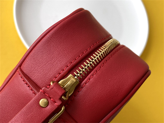 Y.S.L LOU CAMERA BAG In Red Quilted Leather Gold Tone Metal
