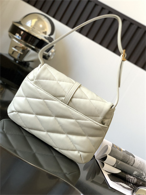 Y.S.L LE 57 Hobo Bag In Quilted Lambskin White Color