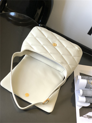 Y.S.L LE 57 Hobo Bag In Quilted Lambskin White Color