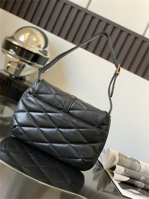 Y.S.L LE 57 Hobo Bag In Quilted Lambskin Black Color
