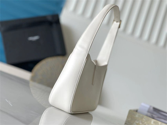 Y.S.L LE 5 A 7 HOBO BAG In White Smooth Leather