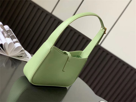 Y.S.L LE 5 A 7 HOBO BAG In Avocado Green Smooth Leather