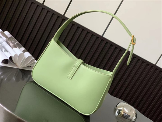 Y.S.L LE 5 A 7 HOBO BAG In Avocado Green Smooth Leather