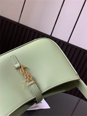 Y.S.L LE 5 A 7 HOBO BAG In Avocado Green Smooth Leather