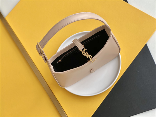 Y.S.L LE 5 A 7 HOBO BAG In Lt Beige Smooth Leather