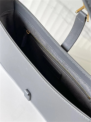 Y.S.L LE 5 A 7 HOBO BAG In Grey Smooth Leather