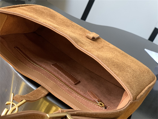 Y.S.L LE 5 A 7 HOBO BAG In Brown Suede Leather