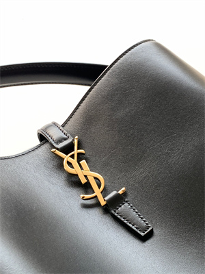 Y.S.L LE 37 In Black Shiny Leather Bucket Bag