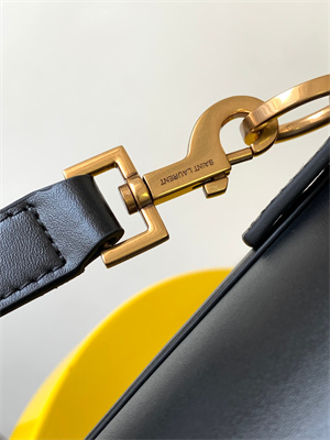 Y.S.L LE 37 SMALL In Black Shinny Leather Bucket Bag