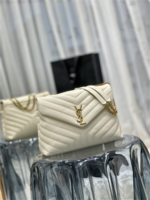 Y.S.L LOULOU MEDIUM In White Quilted Calfskin Leather Gold Tone Metal