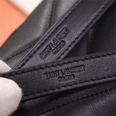 Y.S.L LOULOU MEDIUM In Black Quilted Calfskin Leather Black Tone Metal