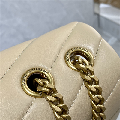 Y.S.L LOULOU MEDIUM In Beige Quilted Calfskin Leather Gold Tone Metal