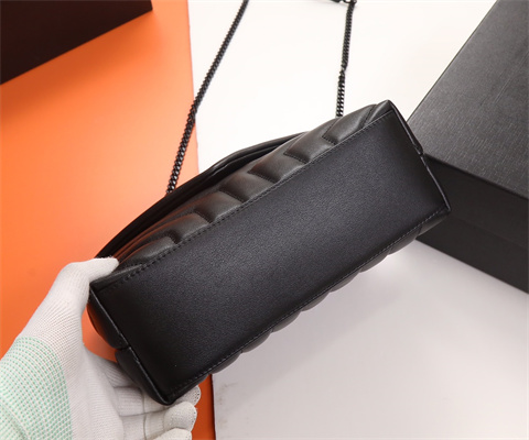 Y.S.L LOULOU SMALL In Black Quilted Calfskin Leather Black Tone Metal