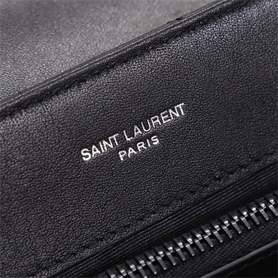 Y.S.L LOULOU SMALL In Black Quilted Calfskin Leather Black Tone Metal