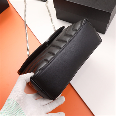 Y.S.L LOULOU SMALL In Black Quilted Calfskin Leather Silver Tone Metal