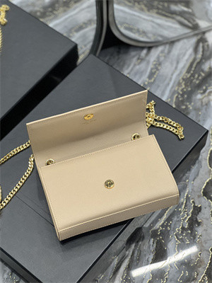 Y.S.L KATE SMALL IN GRAIN DE POUDRE EMBOSSED Leather Gold Tone Metal Beige Color