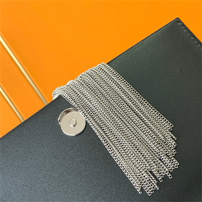 Y.S.L KATE SMALL TASSEL IN SMOOTH Leather Silver Tone Metal Black Color