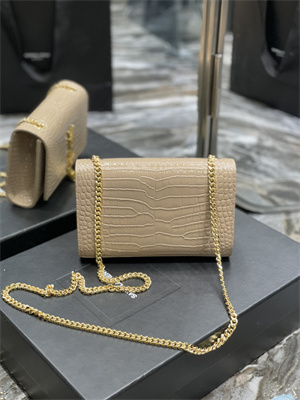 Y.S.L KATE SMALL TASSEL IN CROCODILE EMBOSSED Leather Gold Tone Metal Beige Color